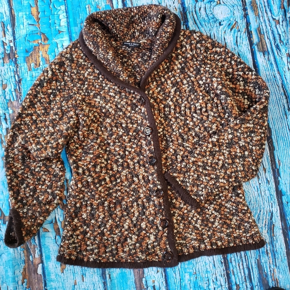 Fall Colours Boucle Cardigan Sweater Coat XL - Picture 6 of 6